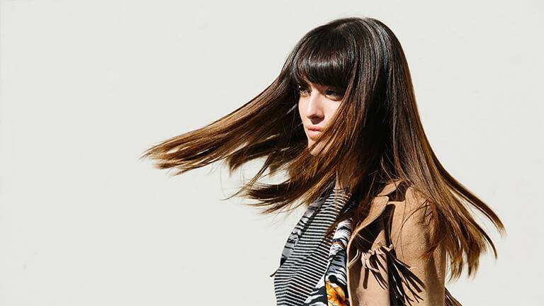 Long Brown Hair Fringe Highlights MOBILE