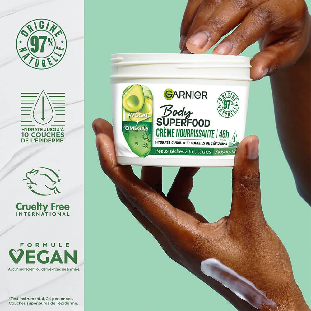 Crème Corps Garnier Body Superfood - Nutri-éclat Peaux Sèches 48h - 380 Ml